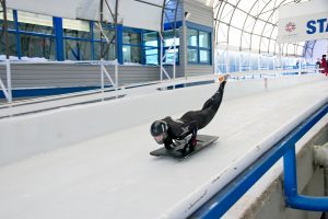 Savannah Graybill practicing for the US Olympic Skeleton Team
