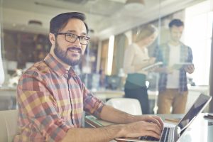 employee in tech job working in office