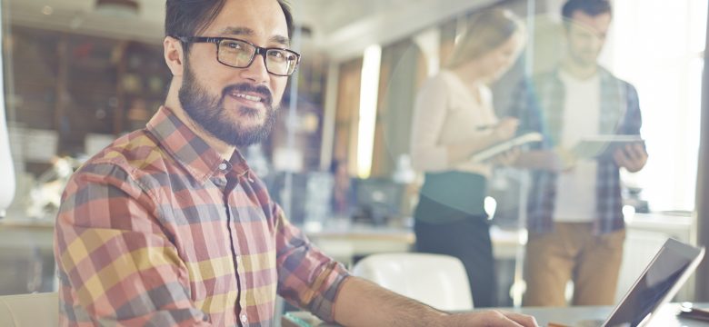 employee in tech job working in office